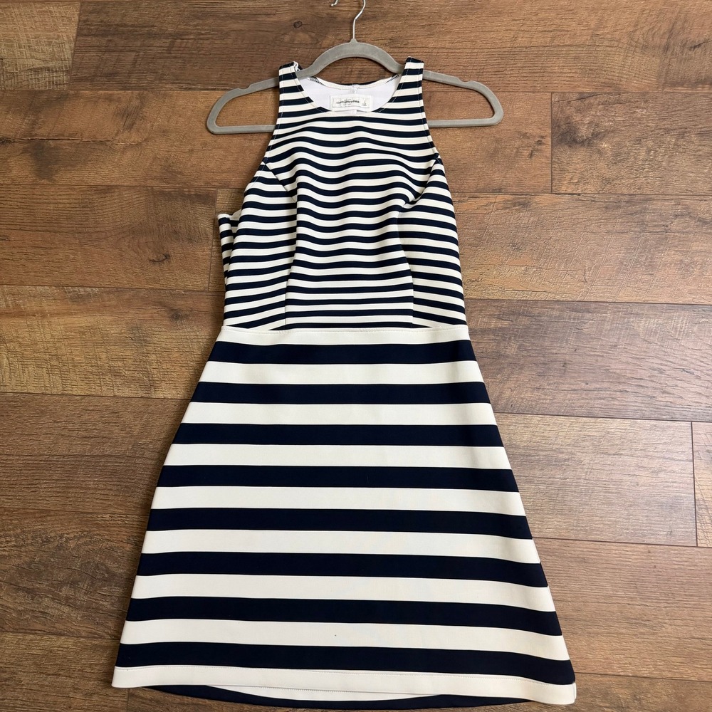 Abercrombie & Fitch Navy White Striped Halter Skater Mini Dress Cutout‎ Back L